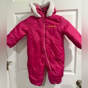 Pink Platinum Pink Snowsuit with White Trim